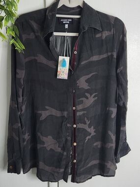 ✨ Johnny Was Silk Velvet Dragon Embroidered Shirt NWT Boho Luxe Size S 🐉🌹